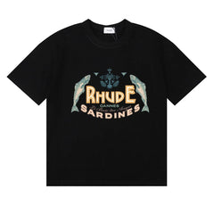 RHUDE "Sardines" Graphic Print T-Shirt - Black