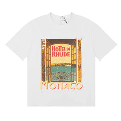 RHUDE "Hotel Di Rhude Monaco" Graphic Print T-Shirt - White