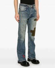 Enfants Riches Déprimés Paint Splatter & Patch Denim Jeans - Blue