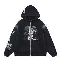 Enfants Riches Déprimés Central Photo Art Zip-Up Hoodie - Black