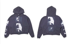 Enfants Riches Déprimés Offset Box Graphic Zip-Up Hoodie - Washed Black