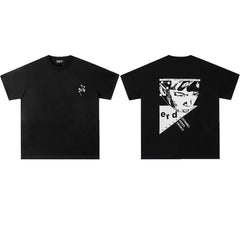Enfants Riches Déprimés Small Chest Logo & Back Geometric Portrait T-Shirt - Black