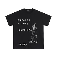 Enfants Riches Déprimés "Kick The Tragedy" Stacked Typography T-Shirt - Black