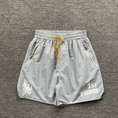RHUDE Racing Graphic Zip Pocket Athletic Shorts - Light Grey