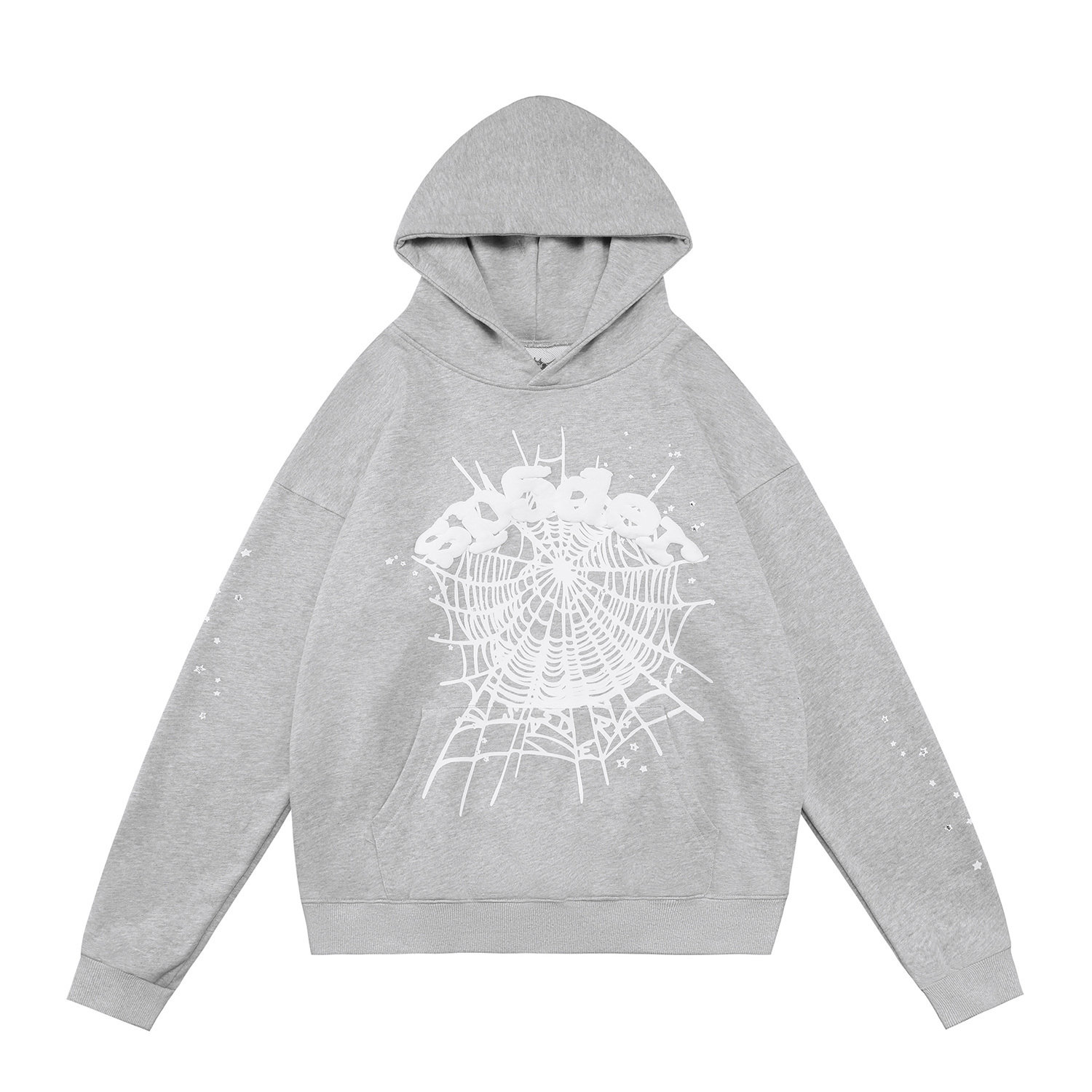sp5der White Spiderweb Star Sleeve Pullover Hoodie