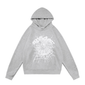 sp5der White Spiderweb Star Sleeve Pullover Hoodie