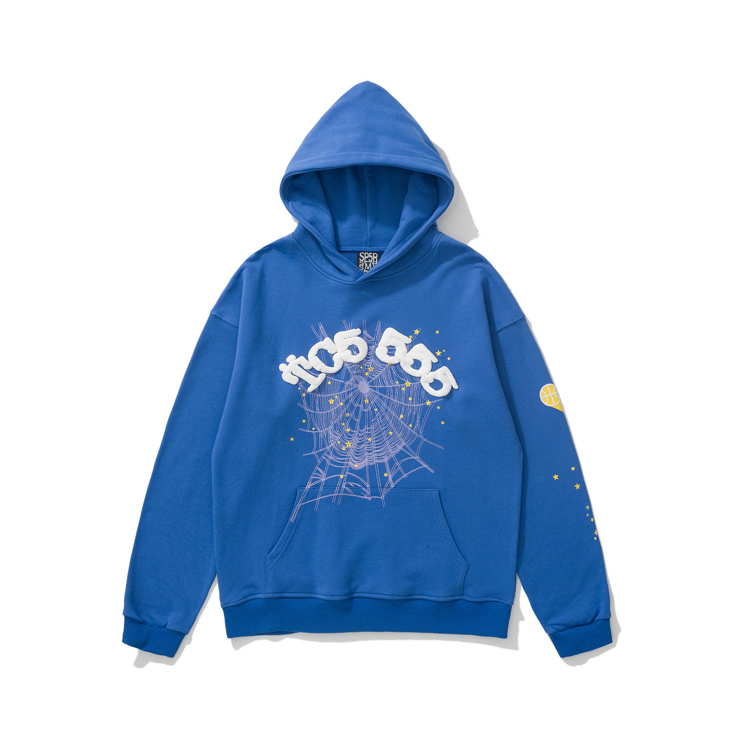 sp5der 555 Spiderweb Star Basketball Sleeve Pullover Hoodie Royal Blue