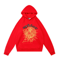 sp5der Black Logo Yellow Spiderweb Pullover Hoodie Bright Red