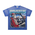 Majestik “Department” Skeleton Driving Rhinestone Vintage Tee