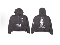 Enfants Riches Déprimés Partial Photo Block Zip-Up Hoodie - Washed Black