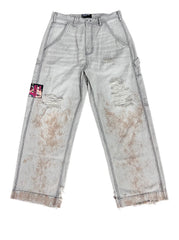 Enfants Riches Déprimés Distressed & Stained Denim Jeans - Light Blue