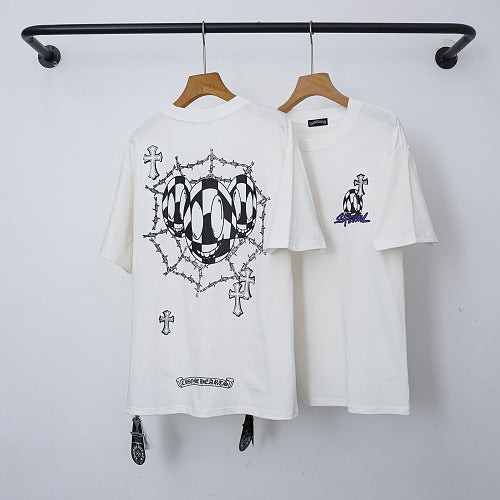Chrome Hearts Barbed Wire & Geometric Ball Graphic Short Sleeve T-Shirt (White)