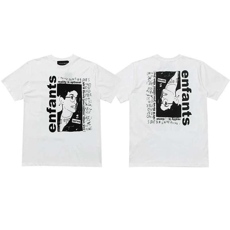 Enfants Riches Déprimés Vertical Portrait & Back Collage T-Shirt - White