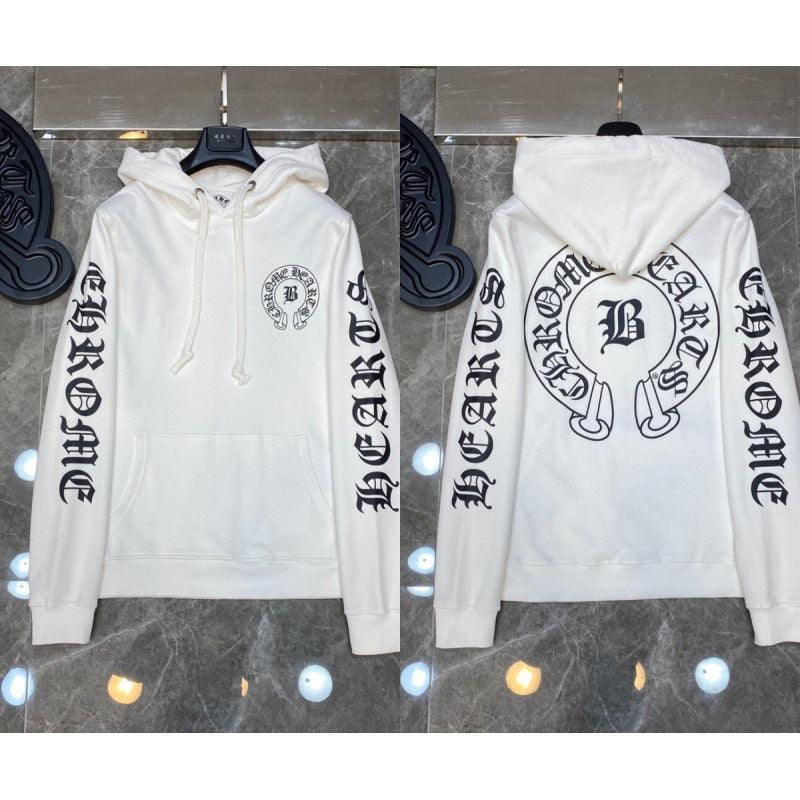 Chrome Hearts Gothic Letter "B" Horseshoe Hoodie (White)