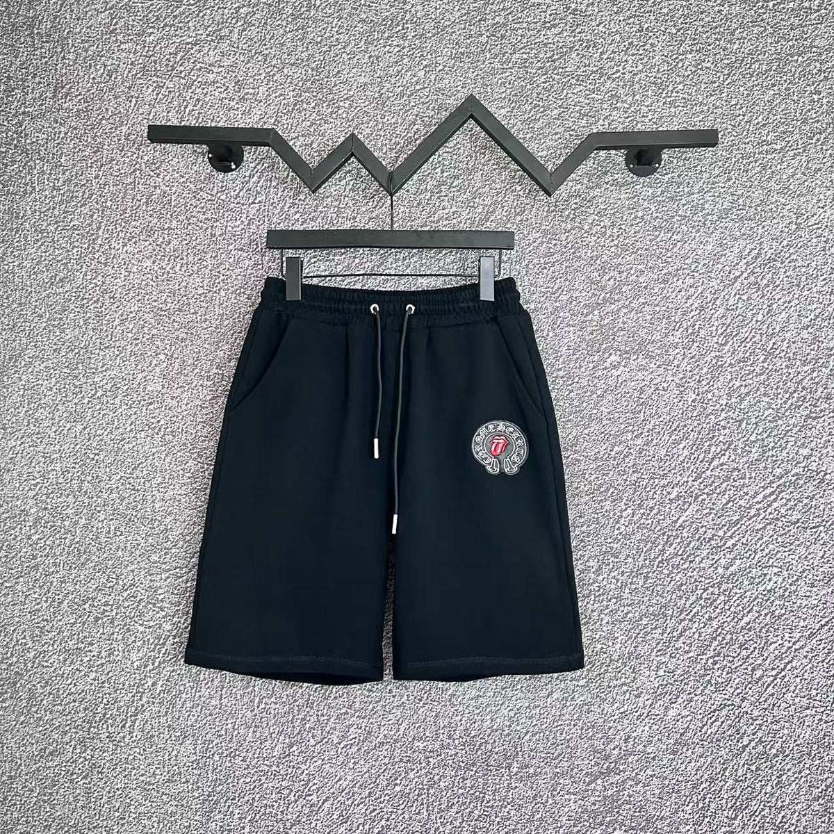 Chrome Hearts Black & Pink Horseshoe Cross Logo Sweatshorts