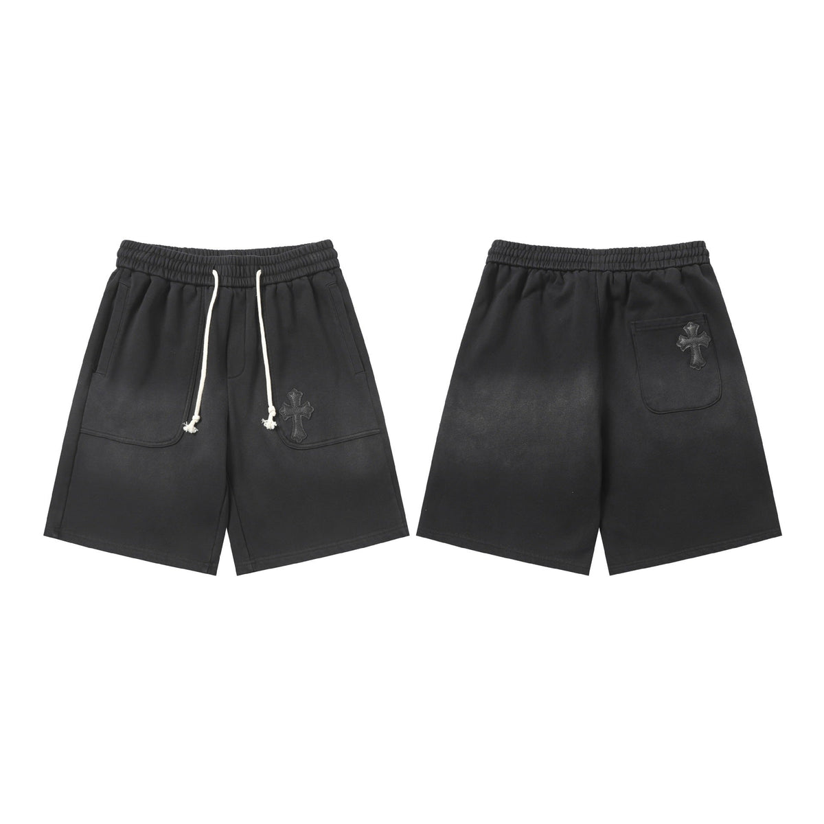 Chrome Hearts Black Drawstring Single Cross Patch Sweatshorts