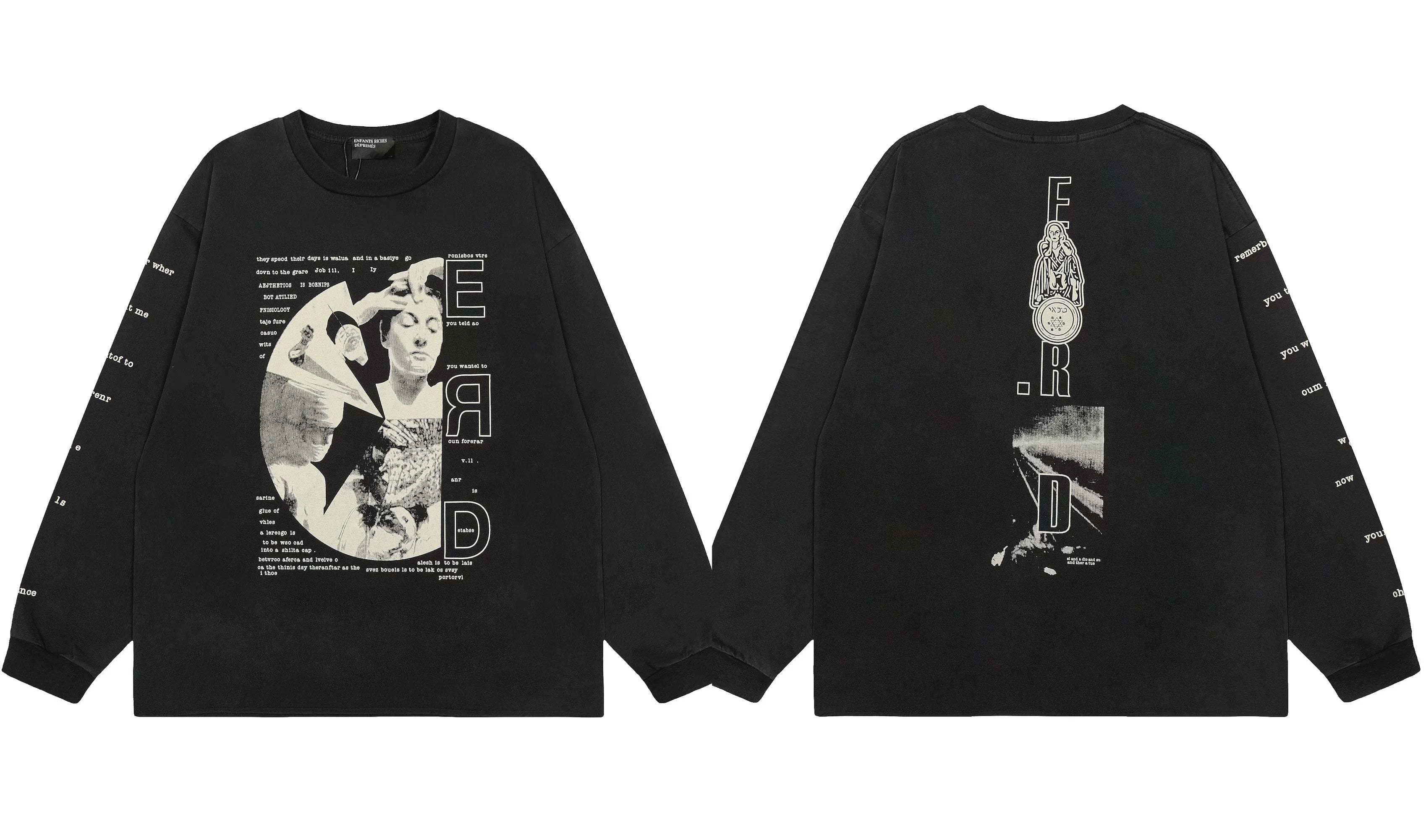 Enfants Riches Déprimés "E.R.D" Classical Art Collage Long-Sleeve - Black