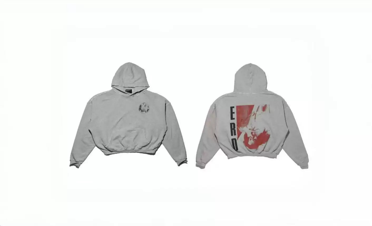 Enfants Riches Déprimés Red Vertical "E-R-D" Logo Hoodie - Light Grey