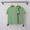 Chrome Hearts Monogram Striped Short Sleeve Polo Shirt (Green/White)