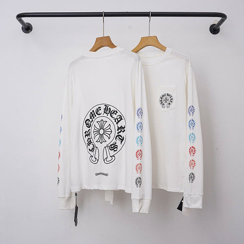 Chrome Hearts Multi-Color Sleeve Horseshoe & Cross Long Sleeve (White)