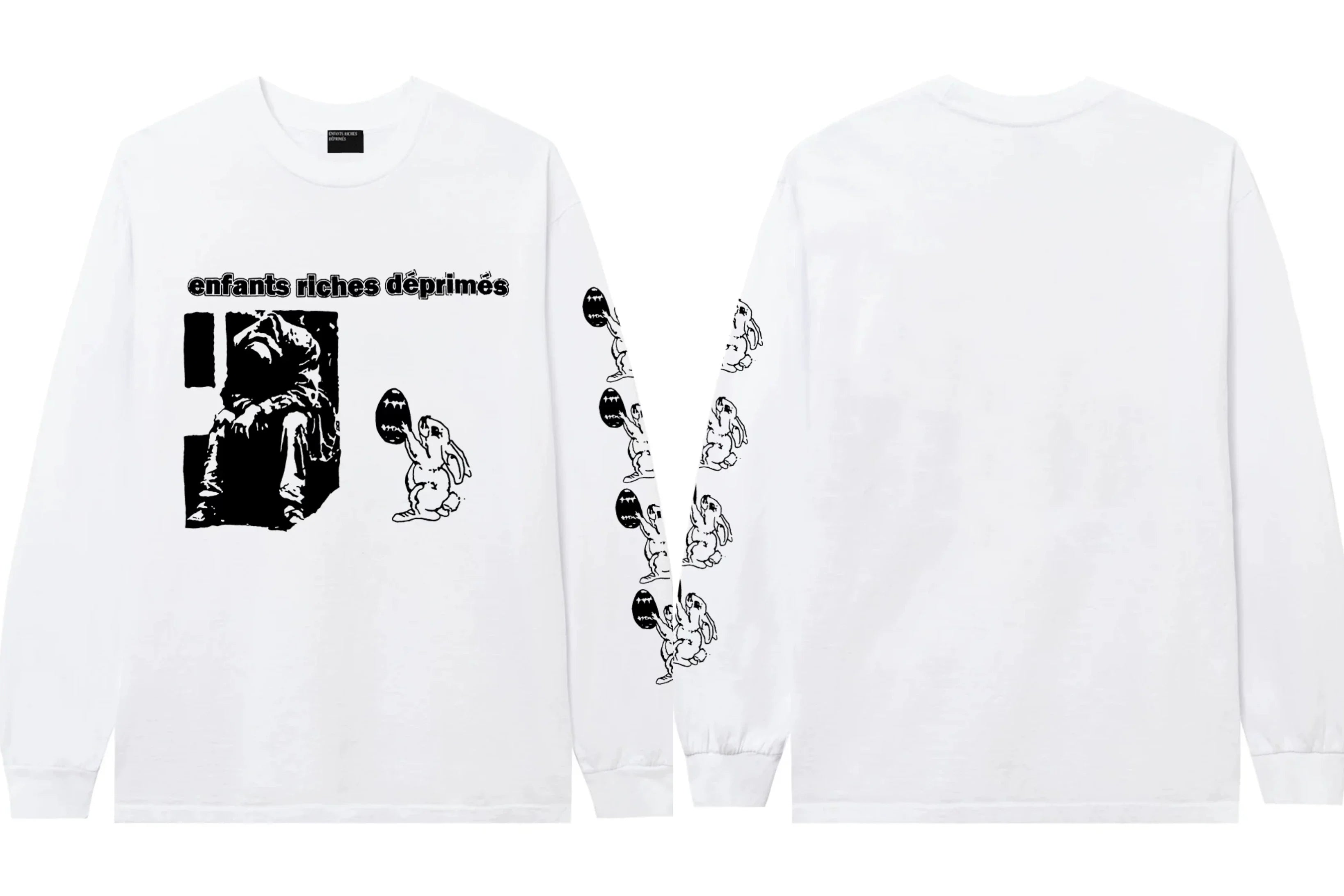 Enfants Riches Déprimés Rabbit & Brand Text Long-Sleeve - White