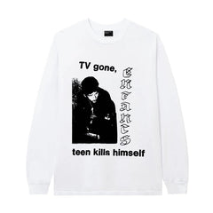 Enfants Riches Déprimés "TV Gone" Photo Long-Sleeve - White