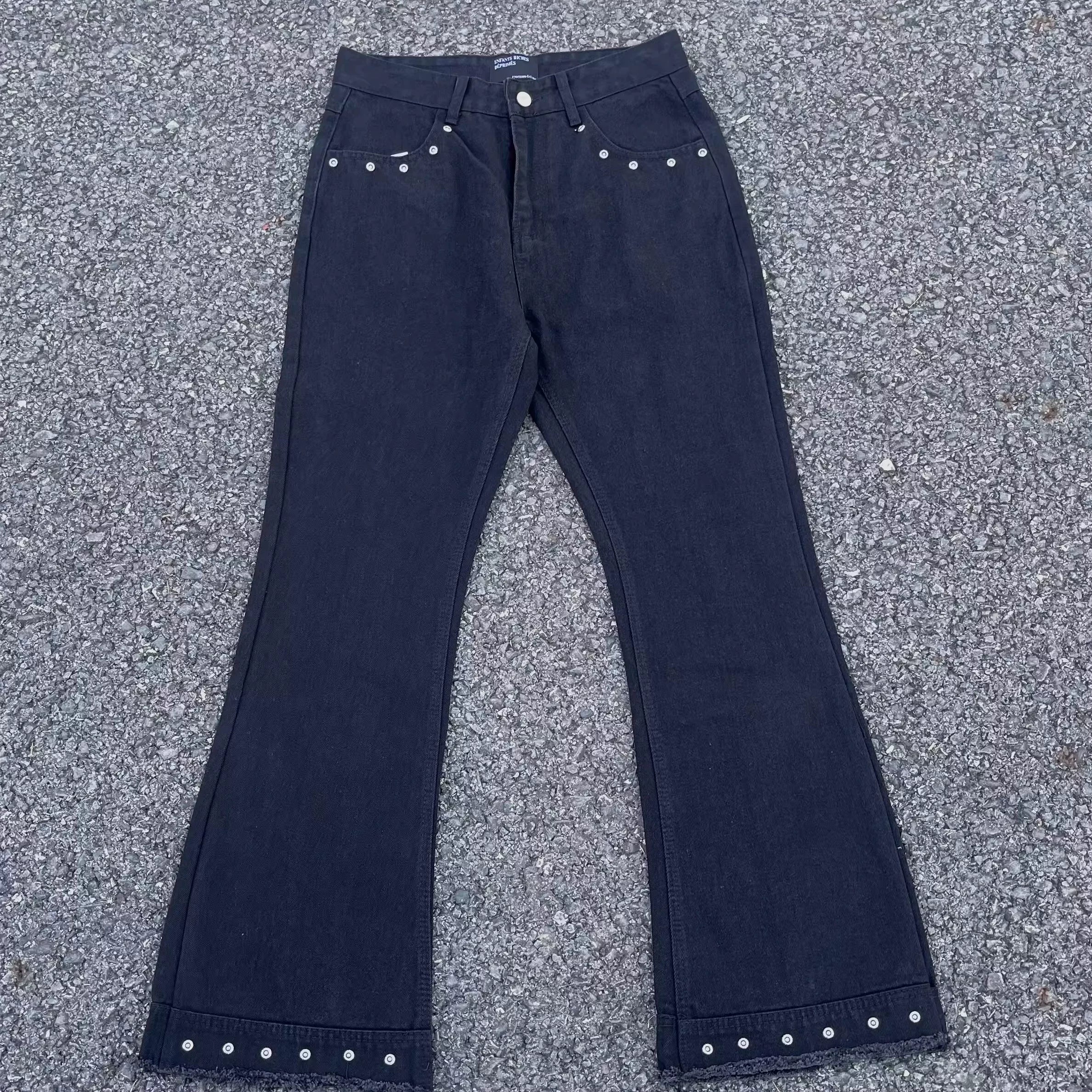 Enfants Riches Déprimés Studded Hem Flare Jeans - Dark Navy