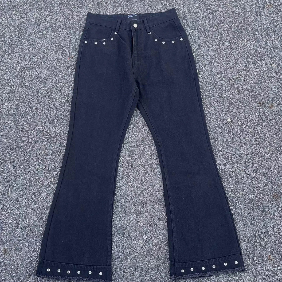 Enfants Riches Déprimés Studded Hem Flare Jeans - Dark Navy
