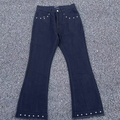 Enfants Riches Déprimés Studded Hem Flare Jeans - Dark Navy