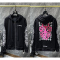 Chrome Hearts Pink Complex Scroll & Cross Zip-Up Hoodie (Black)