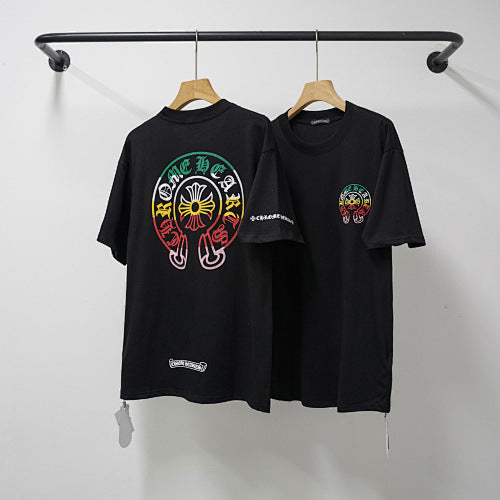 Chrome Hearts Rainbow Gradient Horseshoe & Cross T-Shirt (Black)