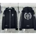 Chrome Hearts Cross Sleeve & Large Back Cross Zip-Up Hoodie (Black)