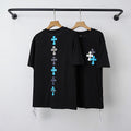 Chrome Hearts Vertical Gradient Blue Cross Short Sleeve T-Shirt (Black)