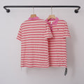 Chrome Hearts Monogram Striped Short Sleeve Polo Shirt (Pink/White)