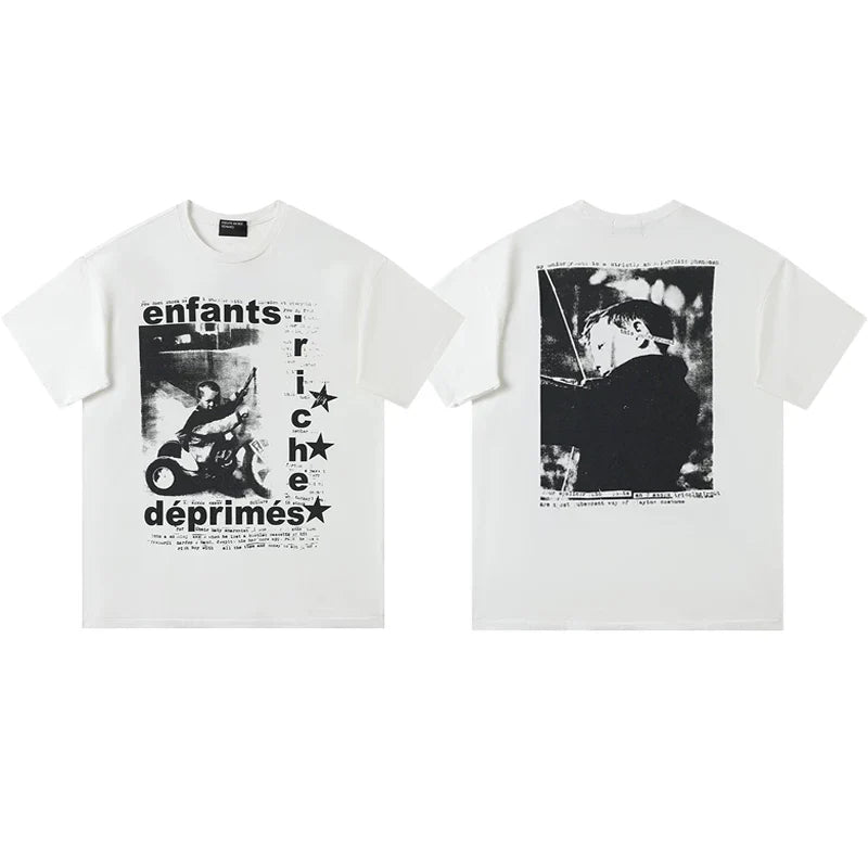 Enfants Riches Déprimés Vertical Lettering & Back Portrait T-Shirt - Cream