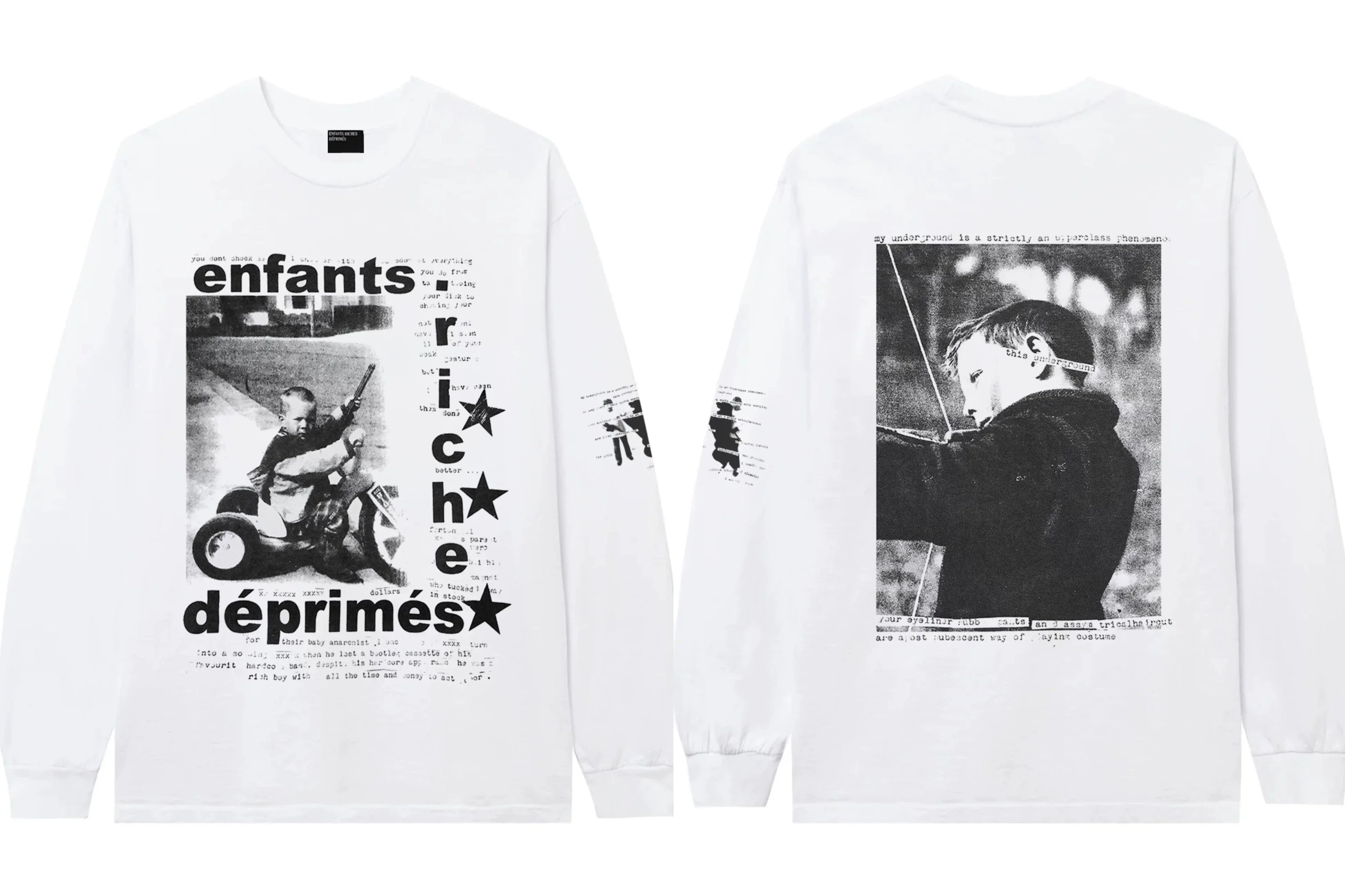 Enfants Riches Déprimés Vertical Lettering & Back Portrait Long-Sleeve - White