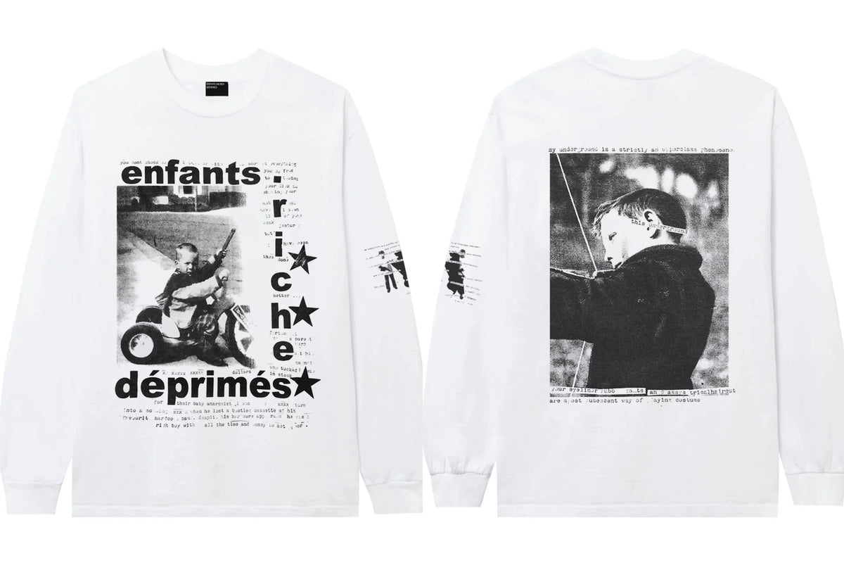 Enfants Riches Déprimés Vertical Lettering & Back Portrait Long-Sleeve - White