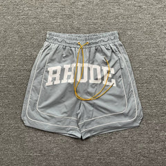 RHUDE Piping Arch Logo Drawstring Athletic Shorts - Light Grey