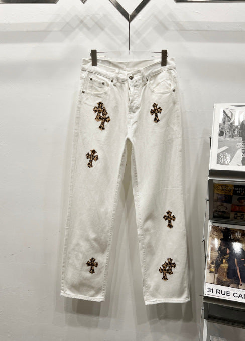 Chrome Hearts White Levi's Cross Patch Denim Jeans