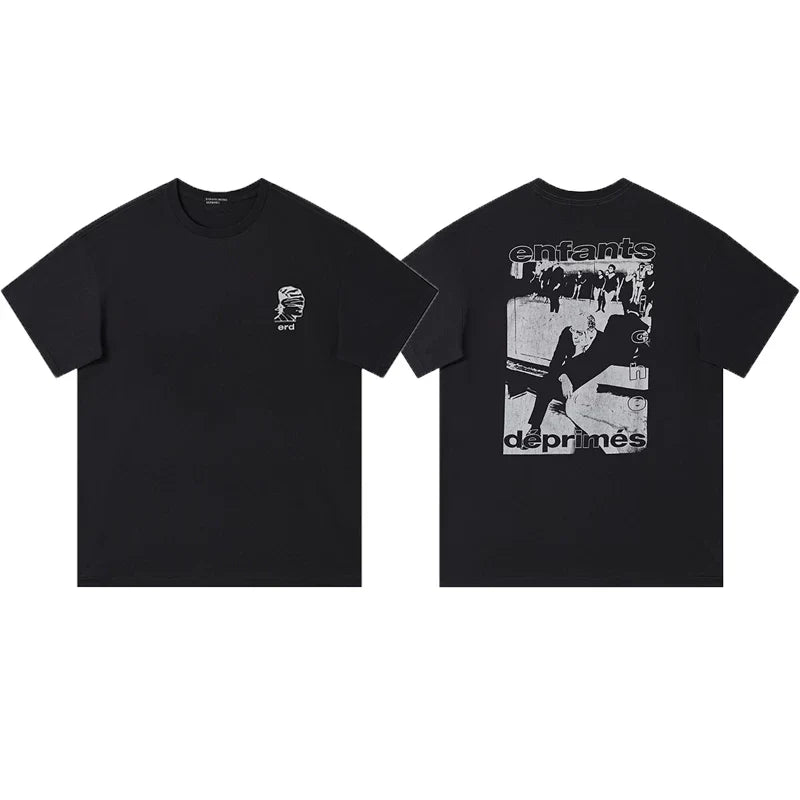Enfants Riches Déprimés Small Chest Logo & Back Group Graphic T-Shirt - Black