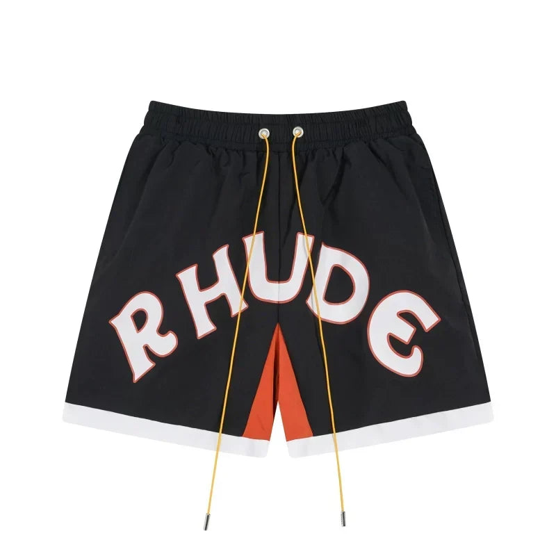 RHUDE Arch Logo Drawstring Athletic Shorts - Black