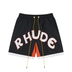 RHUDE Arch Logo Drawstring Athletic Shorts - Black