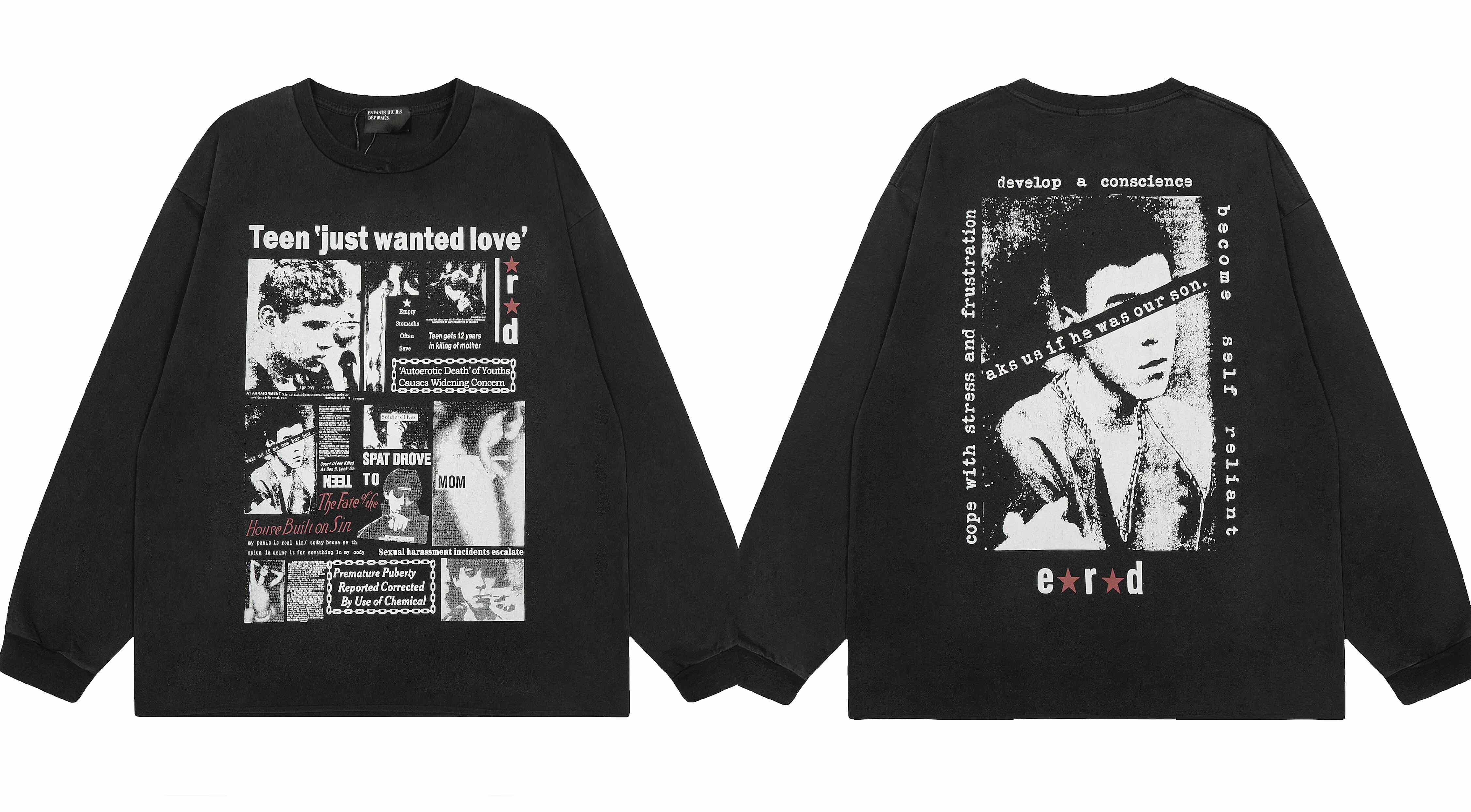 Enfants Riches Déprimés "Just Wanted Love" Collage Long-Sleeve - Black