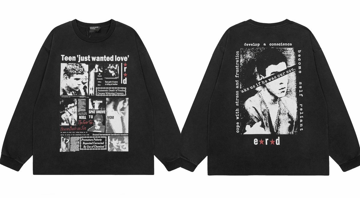 Enfants Riches Déprimés "Just Wanted Love" Collage Long-Sleeve - Black