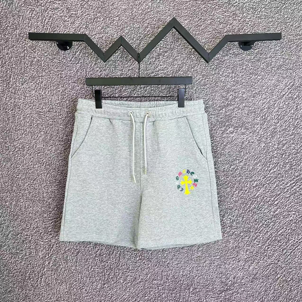 Chrome Hearts Light Gray Multi-Color Cross Logo Sweatshorts