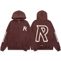 Represent Vintage "R" Logo Heavyweight Zip-Up Hoodie - Burgundy/Brown