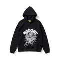 sp5der White Bold Spiderweb Graphic Pullover Hoodie Black