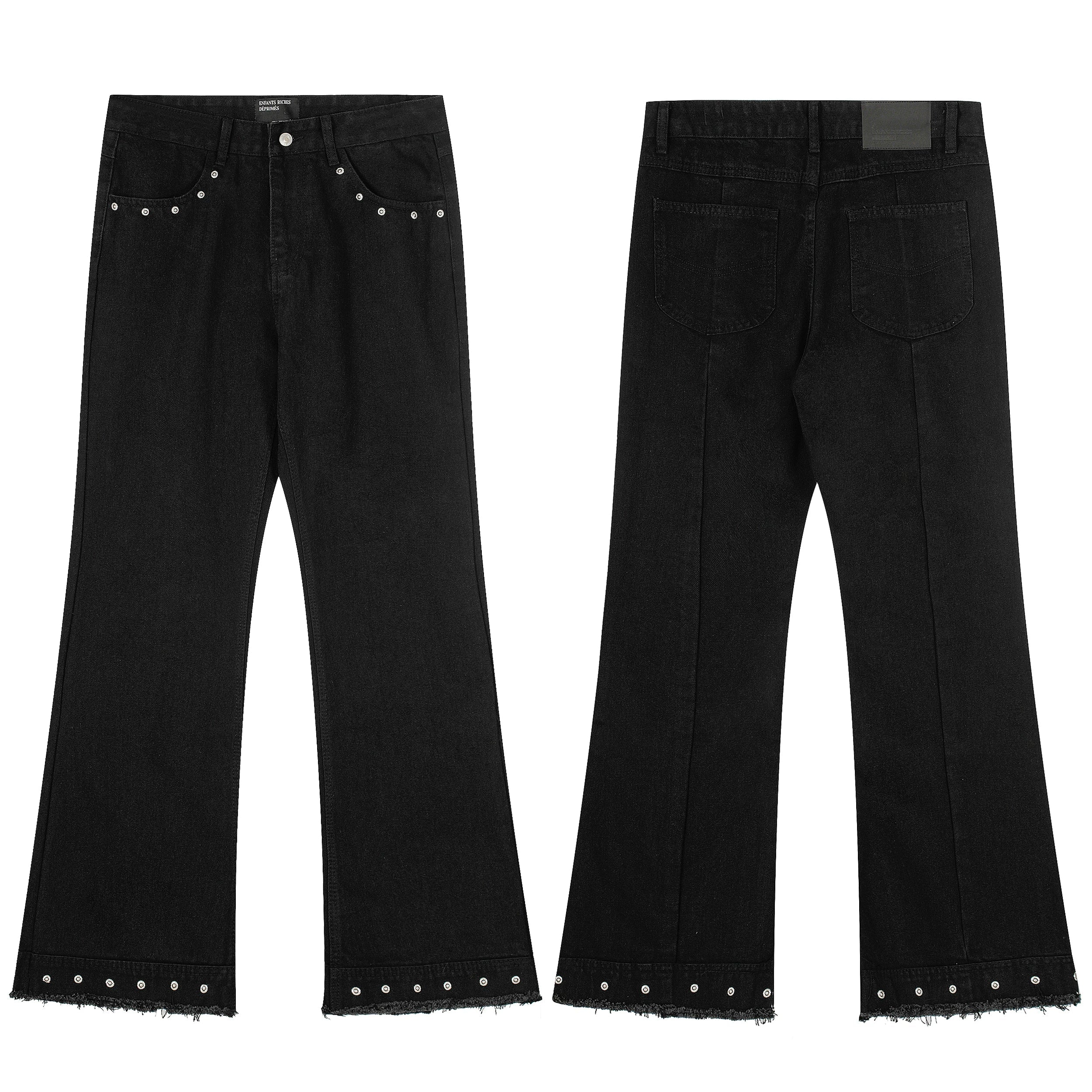 Enfants Riches Déprimés Studded Hem Flare Jeans - Dark Navy