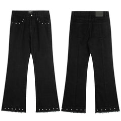 Enfants Riches Déprimés Studded Hem Flare Jeans - Dark Navy
