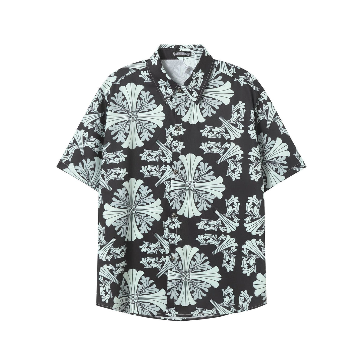 Chrome Hearts Black & Gray Large Cross Monogram Short-Sleeve Shirt
